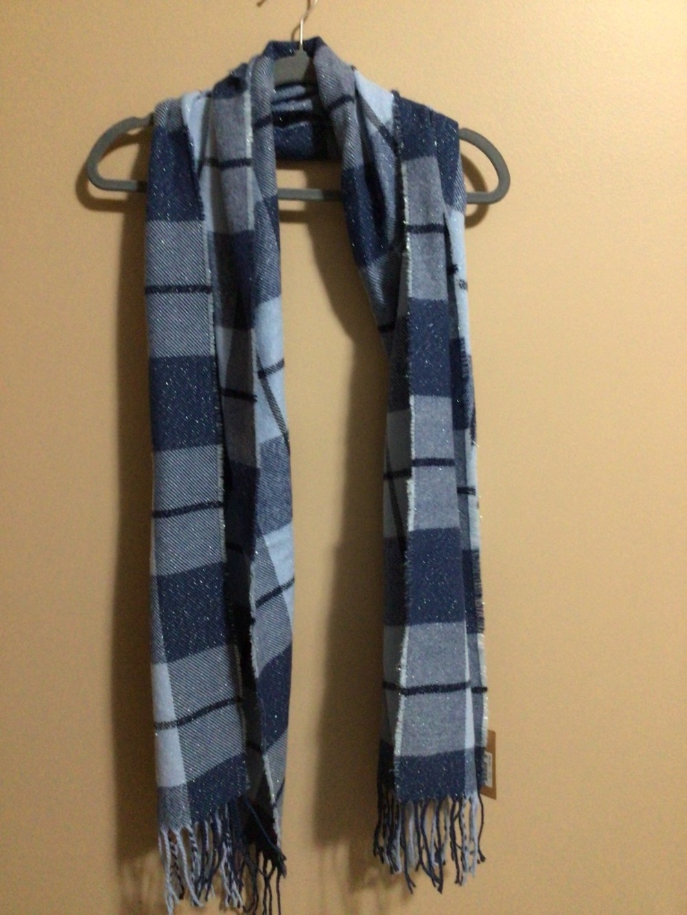 Steve Madden Blue Plaid Sparkle Scarf NWT